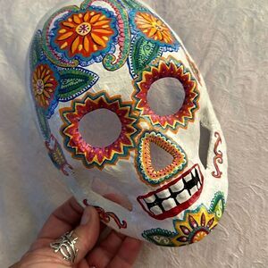 Art Mask Hand Crafted Painted Sugar Skull Skeleton Unique Paper Mache